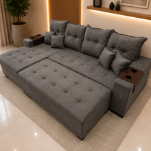 Carregar imagem no visualizador da galeria, Sofá com Chaise e Puff de Encaixe 2,40 x 1,40 m