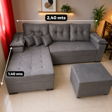 Carregar imagem no visualizador da galeria, Sofá com Chaise e Braço Rei 1,40 x 2,40 m