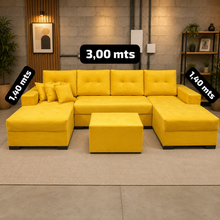 Carregar imagem no visualizador da galeria, Sofá com Dois Chaises 1,40 x 3,00 x 1,40 m