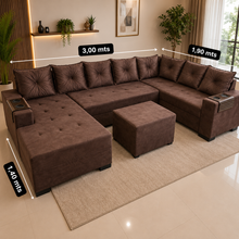 Carregar imagem no visualizador da galeria, Sofá de Canto com Chaise 1,90 x 3,00 x 1,40 m