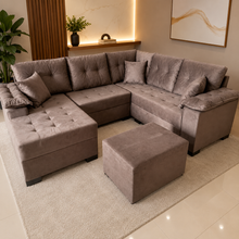 Carregar imagem no visualizador da galeria, Sofá de Canto com Chaise 1,80 x 2,50 x 1,40 m