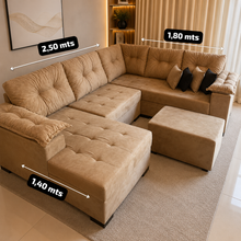 Carregar imagem no visualizador da galeria, Sofá de Canto com Chaise 1,80 x 2,50 x 1,40 m