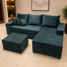 Carregar imagem no visualizador da galeria, Sofá com Chaise Liso 2,40 x 1,40 m