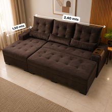 Carregar imagem no visualizador da galeria, Sofá com Chaise e Puff de Encaixe 1,50 x 2,40 m