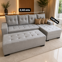 Carregar imagem no visualizador da galeria, Sofá com Chaise e Puff de Encaixe 2,40 x 1,40 m
