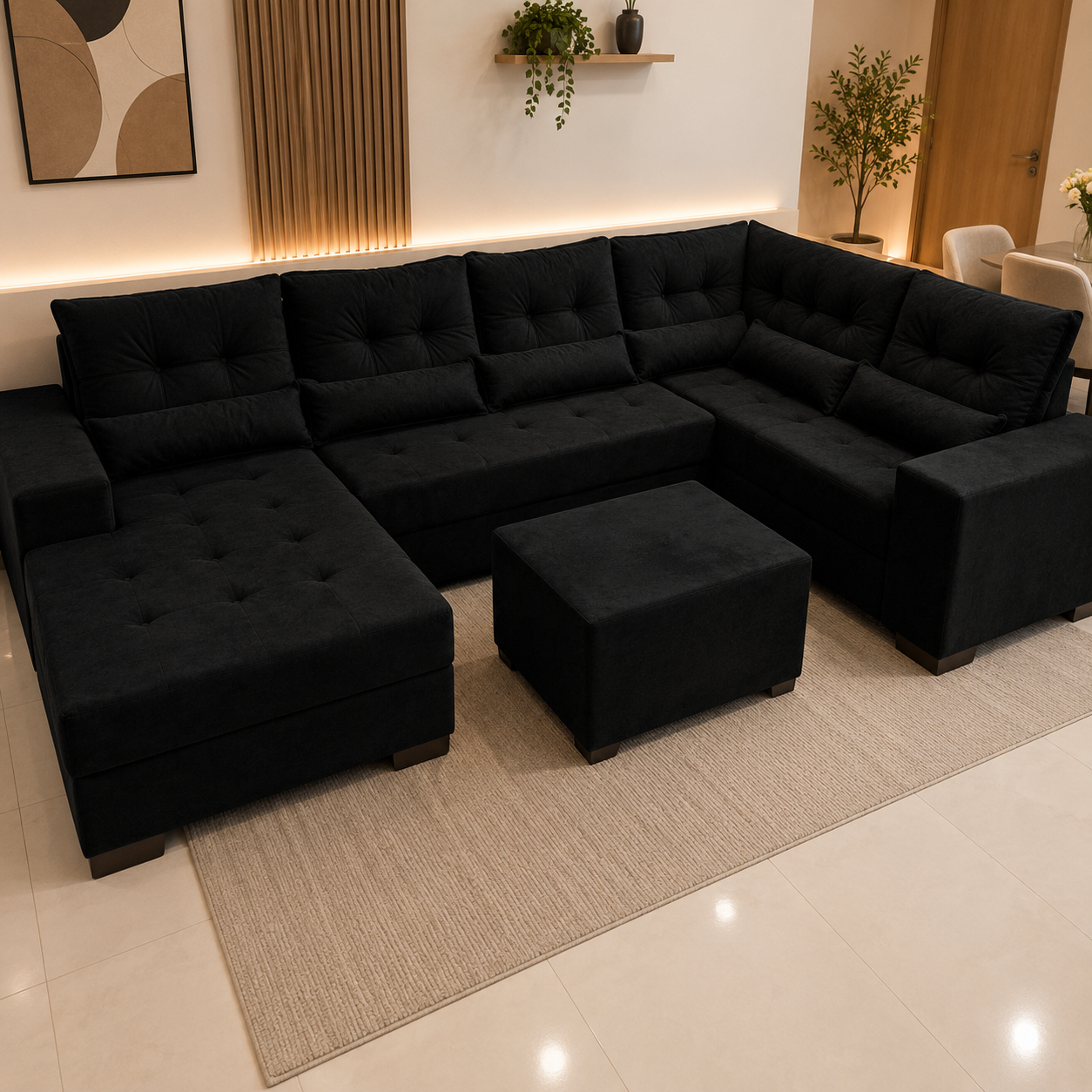 Sofá de Canto com Chaise 2,20 x 3,00 x 1,40 m