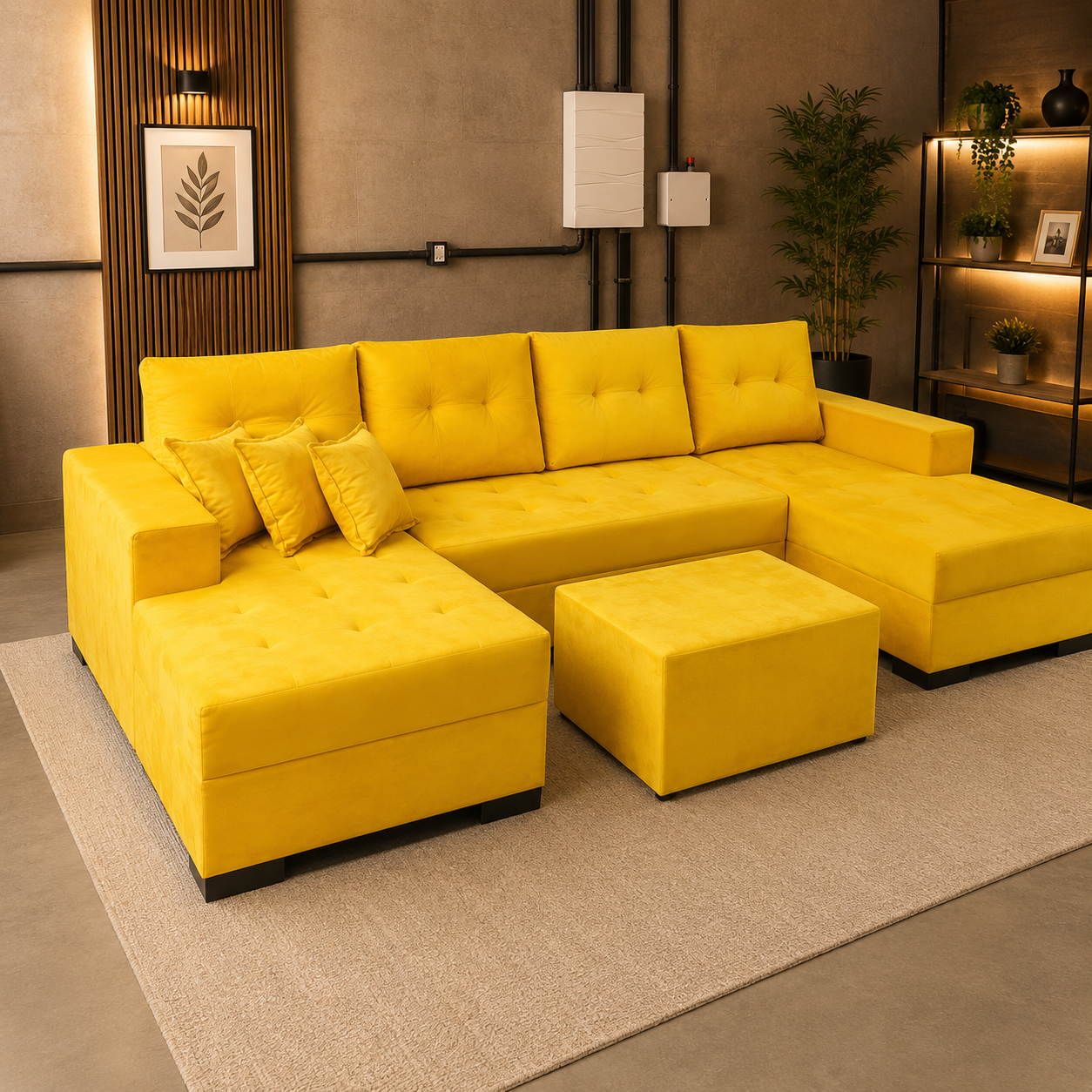 Sofá com Dois Chaises 1,40 x 3,00 x 1,40 m