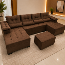 Carregar imagem no visualizador da galeria, Sofá com Dois Chaises e Braço Rei 1,40 x 3,00 x 1,40 m
