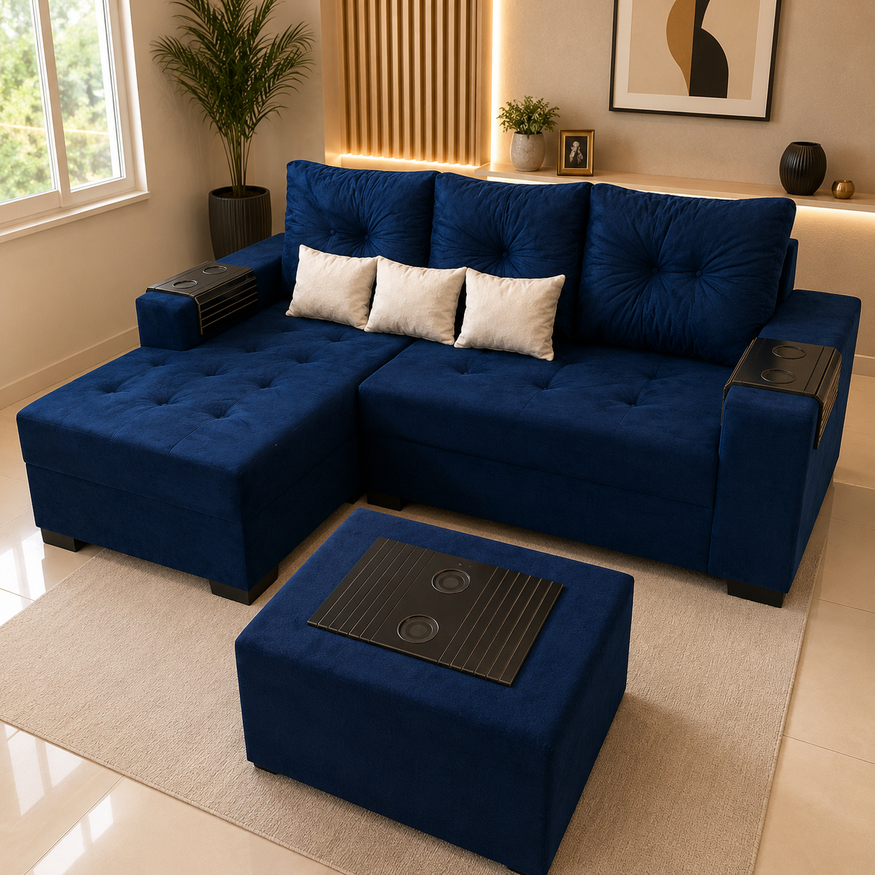 Sofá com Chaise 1,30 x 2,00 m