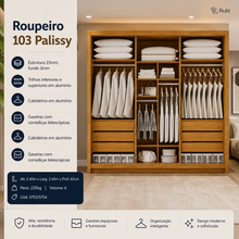 Carregar imagem no visualizador da galeria, Roupeiro 103 Palissy 100% MDF 2.45m
