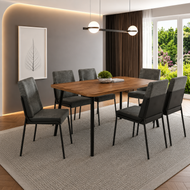 Mesa Stellar Mdp 160x90 C/ 6 Cad Hug - Nogueira/preto