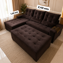 Carregar imagem no visualizador da galeria, Sofá com Chaise e Puff de Encaixe 1,50 x 2,40 m
